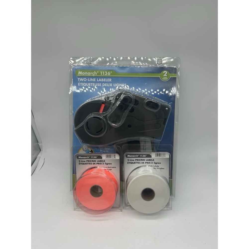 Monarch 1136 LABEL GUN 1136-01 Two Line Price Gun with 2 Packs Labels  EX